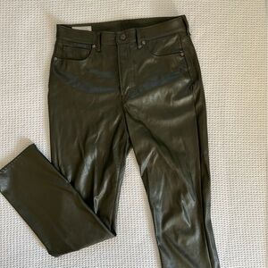 GAP Olive green faux leather jeans size 12 tall